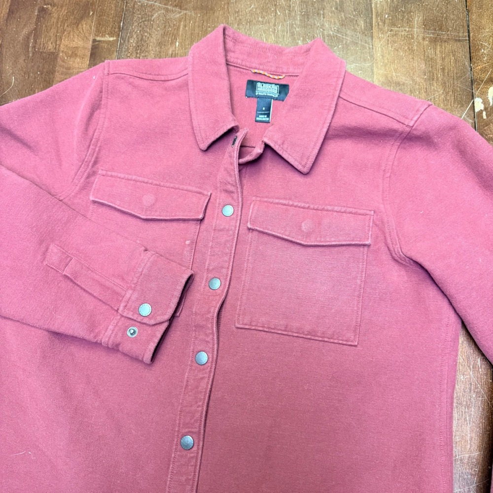 Alaskan Hardgear Duluth Trading Co Shirt Jacket Mens S Red Cotton Snap Thick